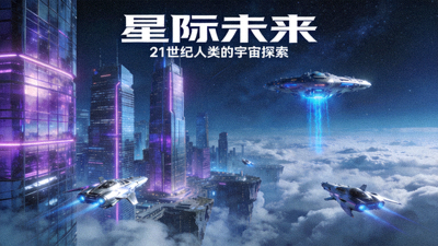 科幻电影海报：未来城市与太空飞船