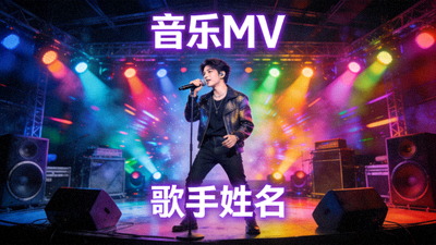 音乐MV海报：歌手在舞台上表演